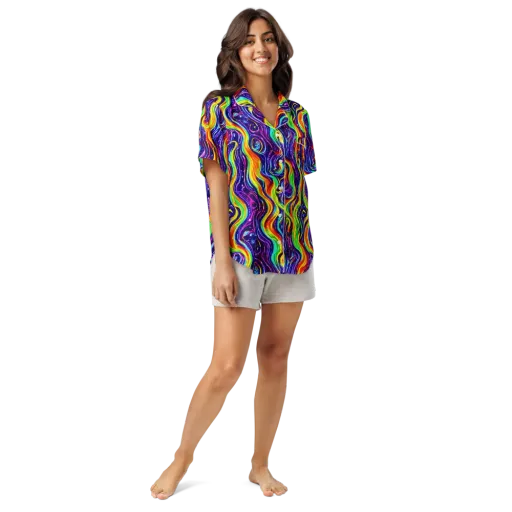 Galactic Flames on a Women's Short Sleeve Pajama Top