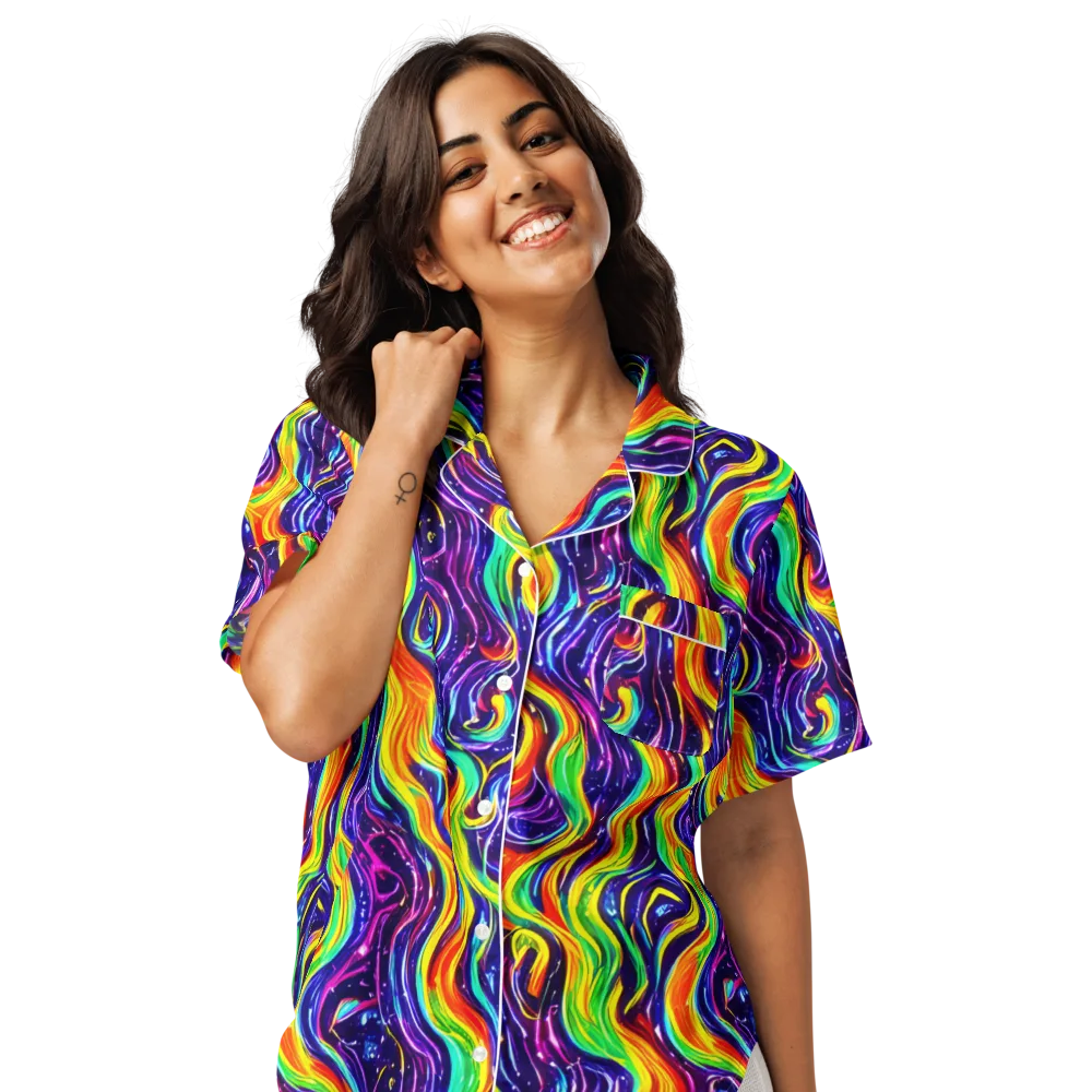 Galactic Flames on Women's Short Sleeve Pajama Top — Front