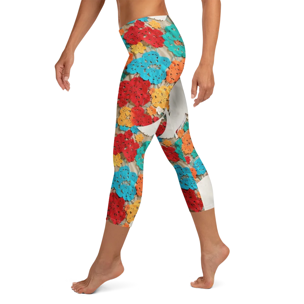 Crochet Polar Bear on Capri Leggings — Left