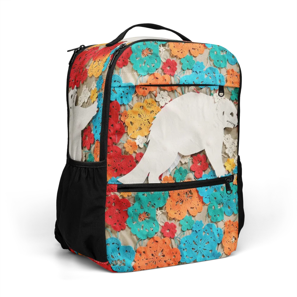 Crochet Polar Bear on Utility Backpack — Right Front