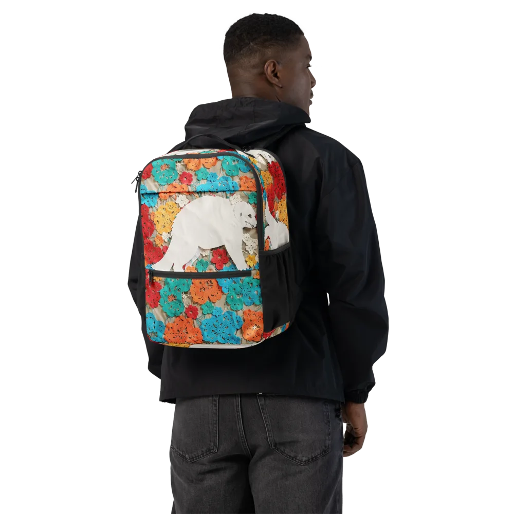 Crochet Polar Bear on Utility Backpack — Back