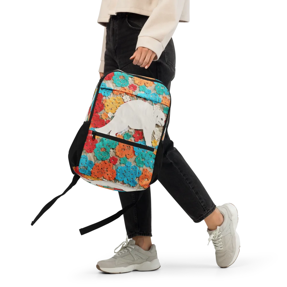 Crochet Polar Bear on Utility Backpack — Front
