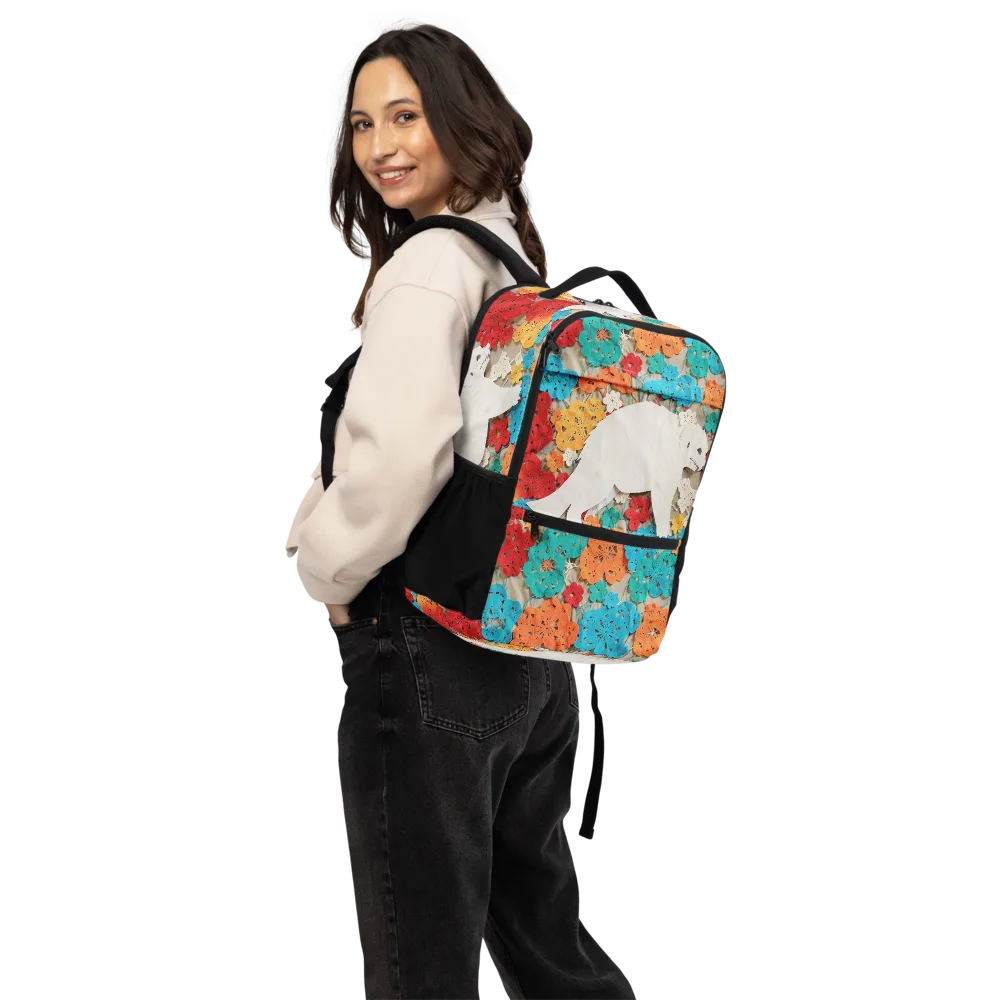 Crochet Polar Bear on Utility Backpack — Back