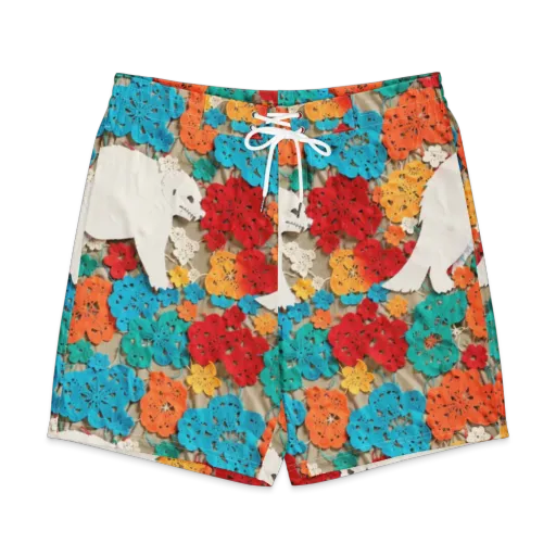 Crochet Polar Bear on a Men's Board Shorts