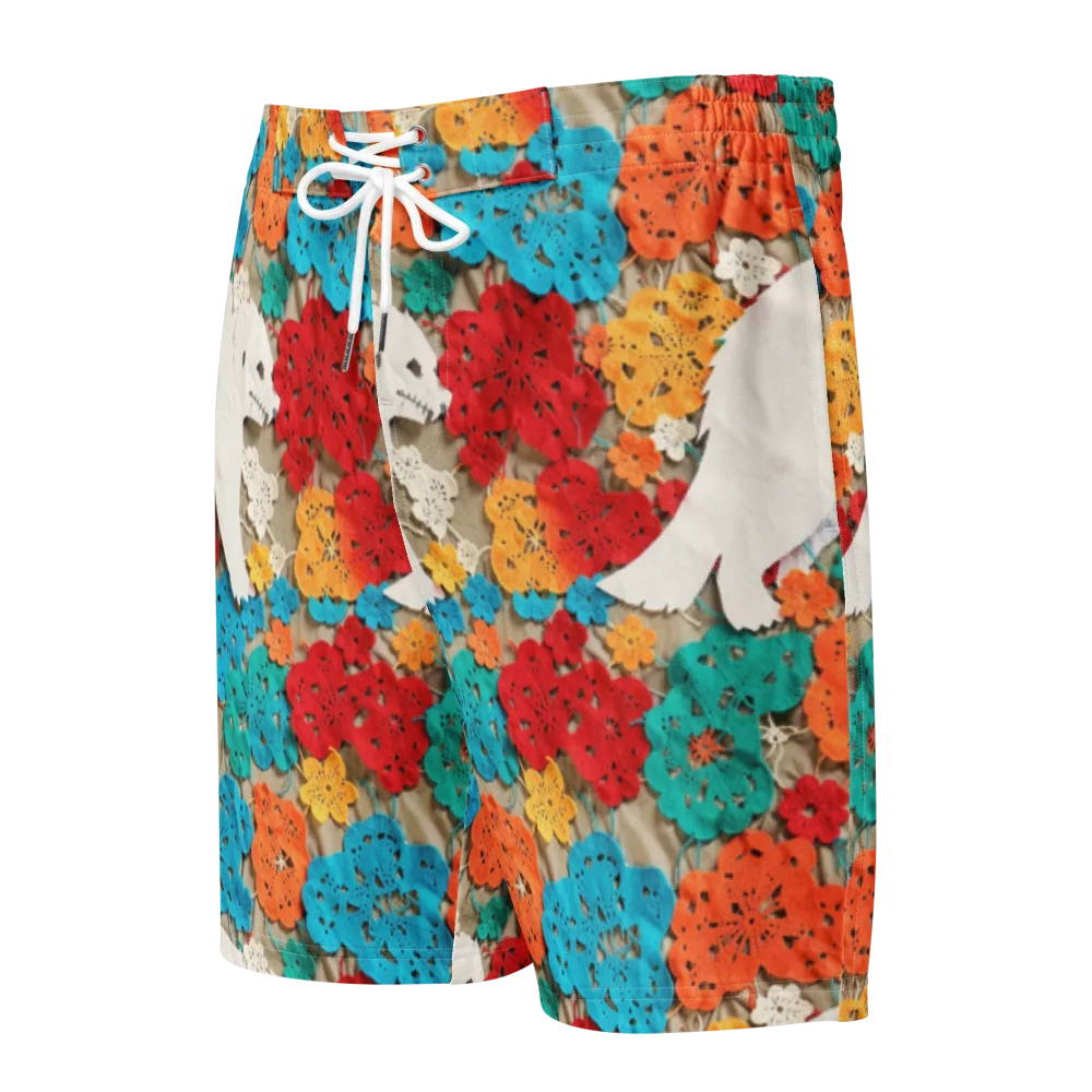 Crochet Polar Bear on Men's Board Shorts — Front