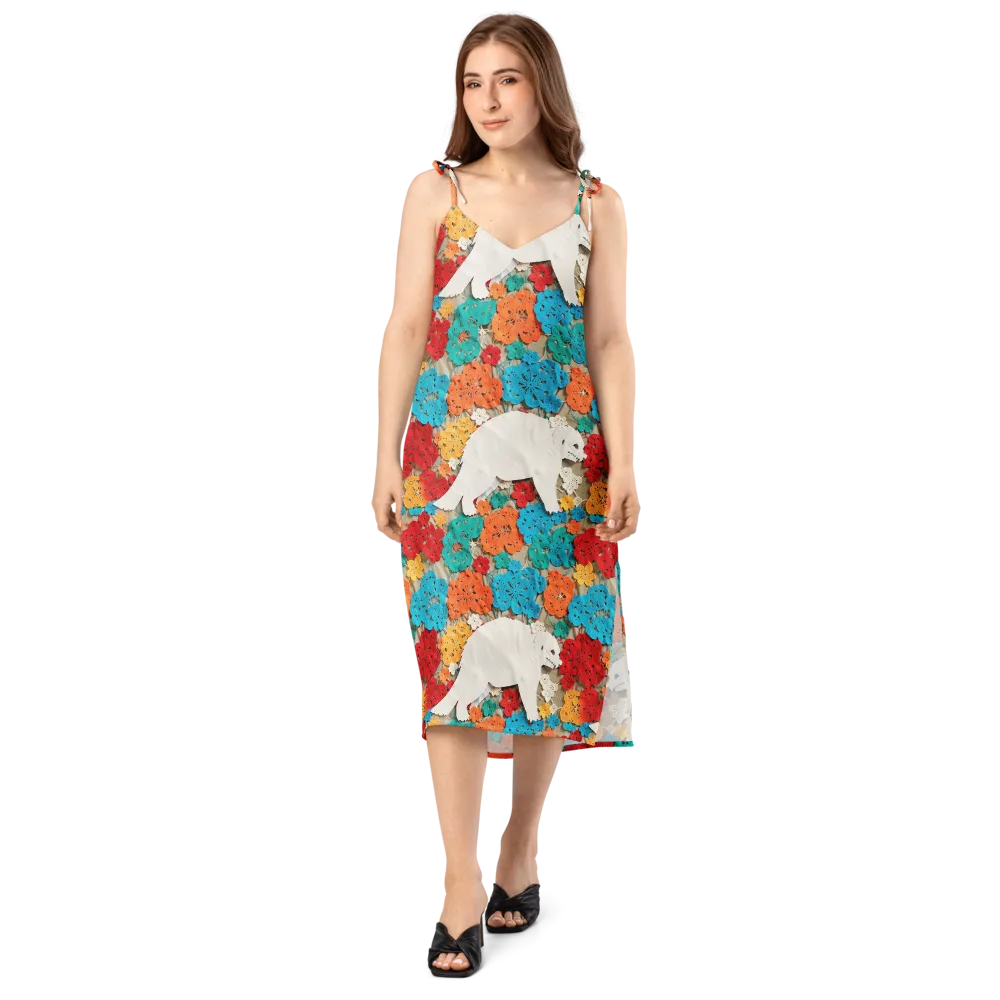 Crochet Polar Bear on Slip Dress — Front