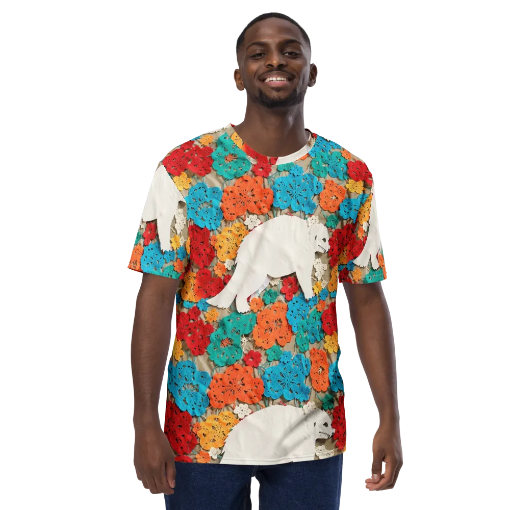 Crochet Polar Bear on Men's Crew Neck T-Shirt — Front