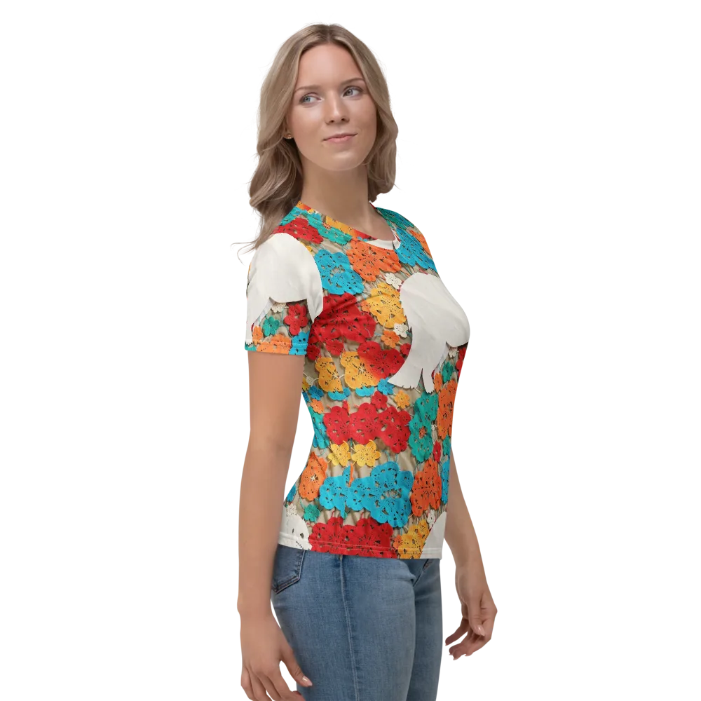 Crochet Polar Bear on Women's Crew Neck T-Shirt — Right
