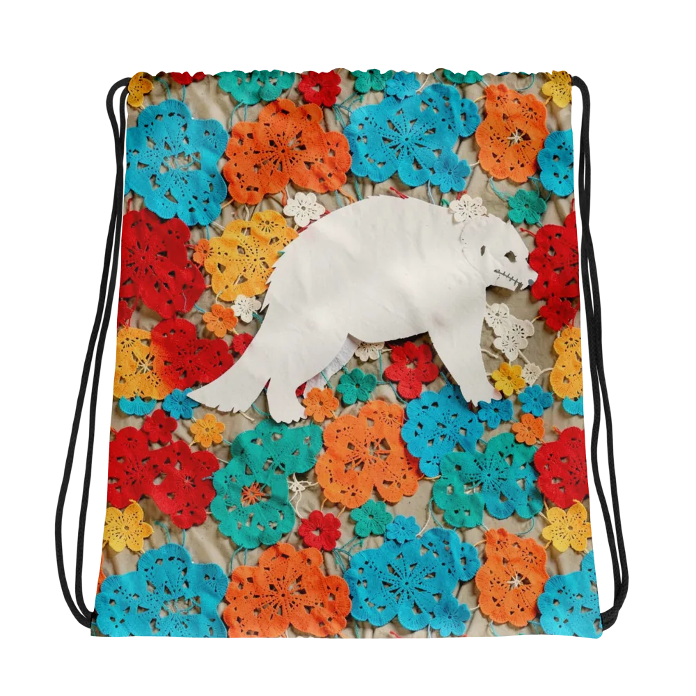 Crochet Polar Bear on Drawstring Bag — Photo