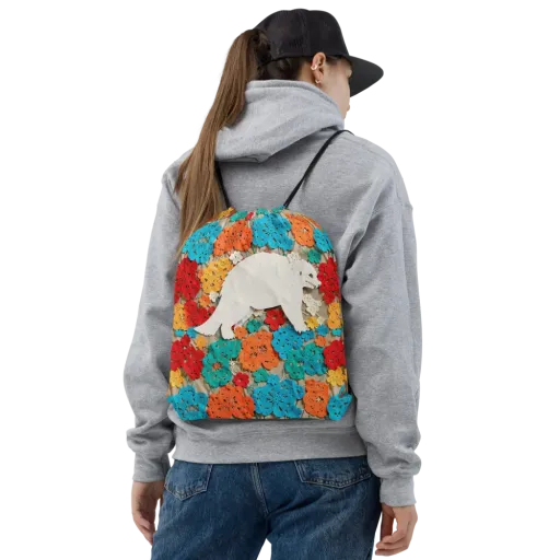 Crochet Polar Bear on a Drawstring Bag