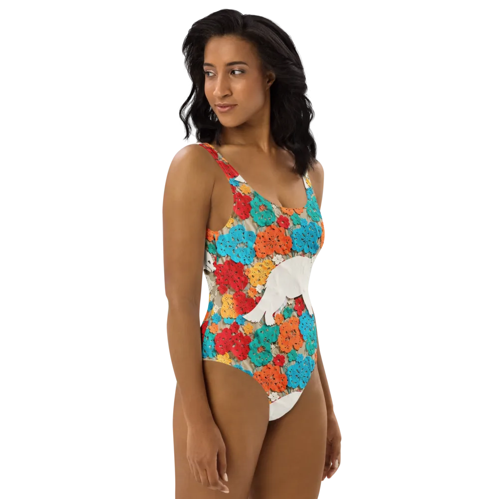 Crochet Polar Bear on One-Piece Swimsuit — Right