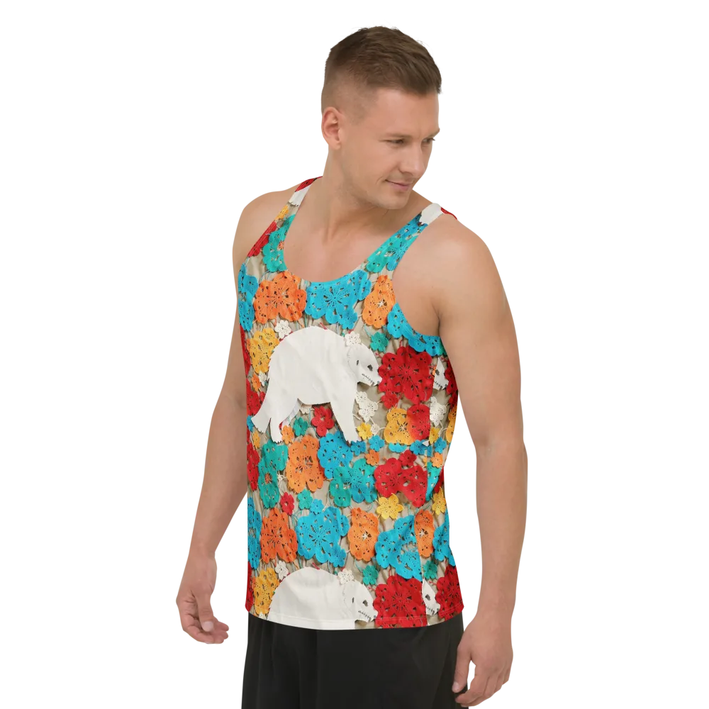 Crochet Polar Bear on Men's Tank Top — Left Front