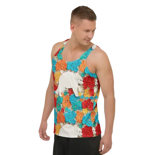 Crochet Polar Bear on a Men's Tank Top