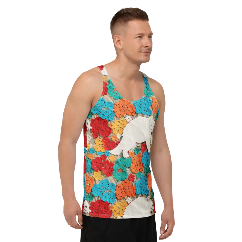 Crochet Polar Bear on Men's Tank Top — Right Front