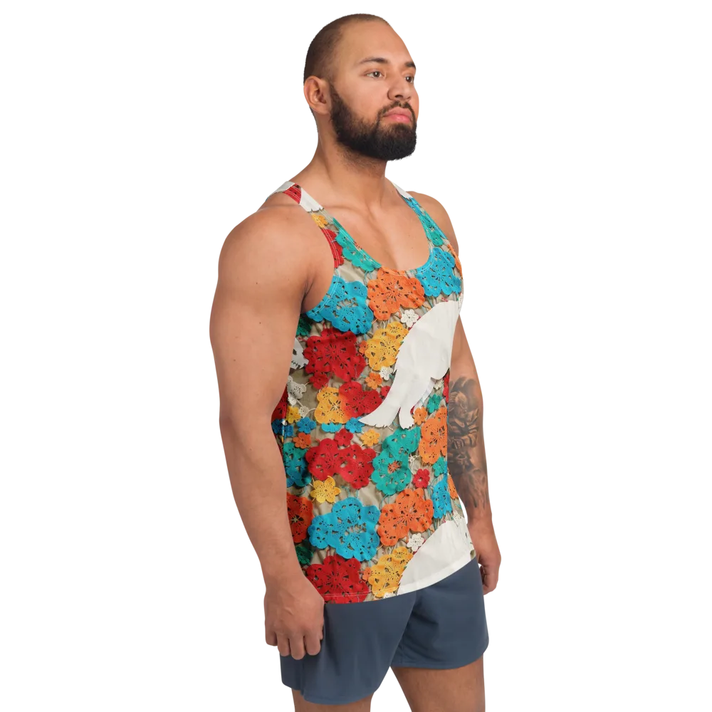 Crochet Polar Bear on Men's Tank Top — Right Front