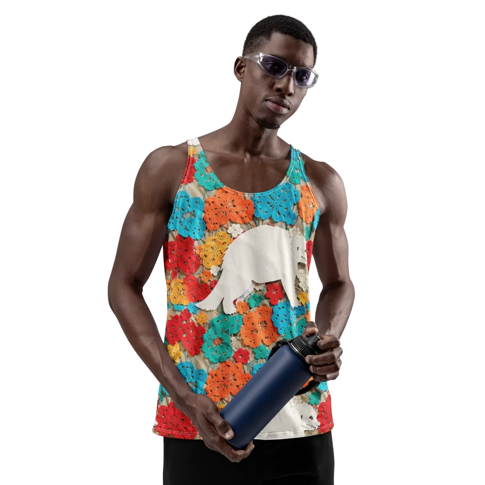 Crochet Polar Bear on Men's Tank Top — Front