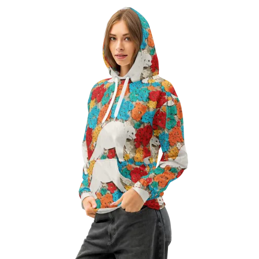 Crochet Polar Bear on a Cotton Hoodie