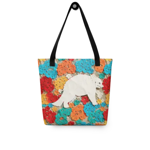 Crochet Polar Bear on a Tote Bag