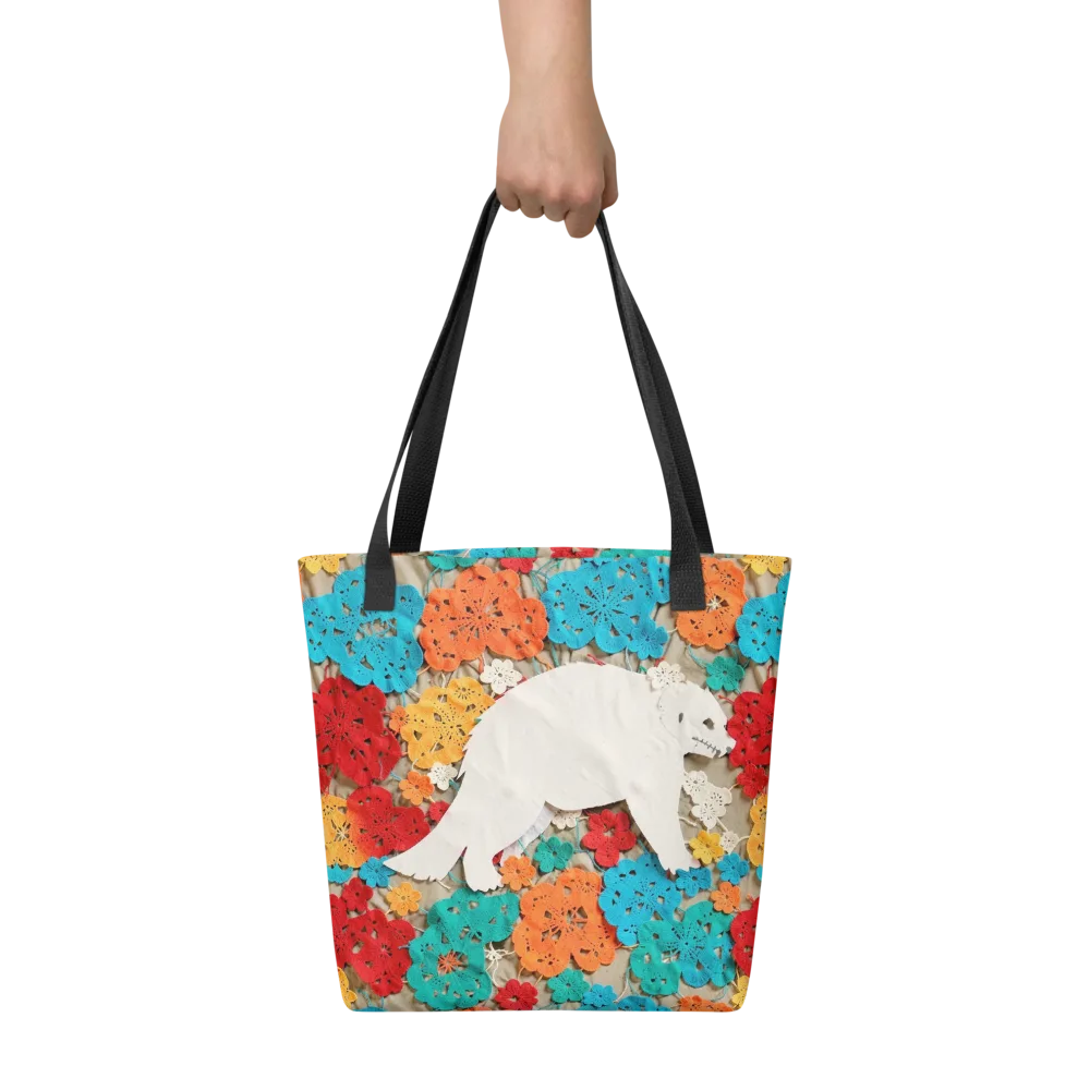 Crochet Polar Bear on Tote Bag — Front