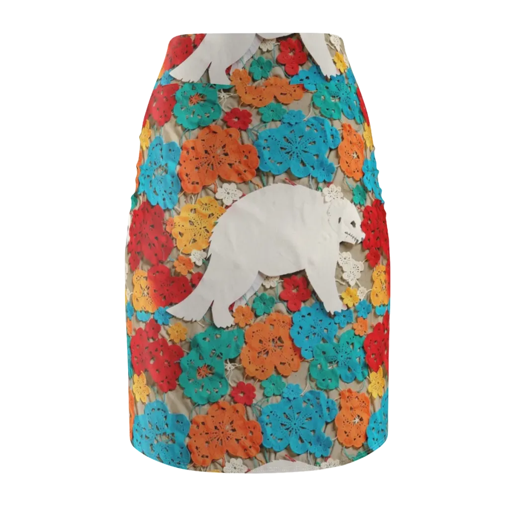 Crochet Polar Bear on Pencil Skirt — Back