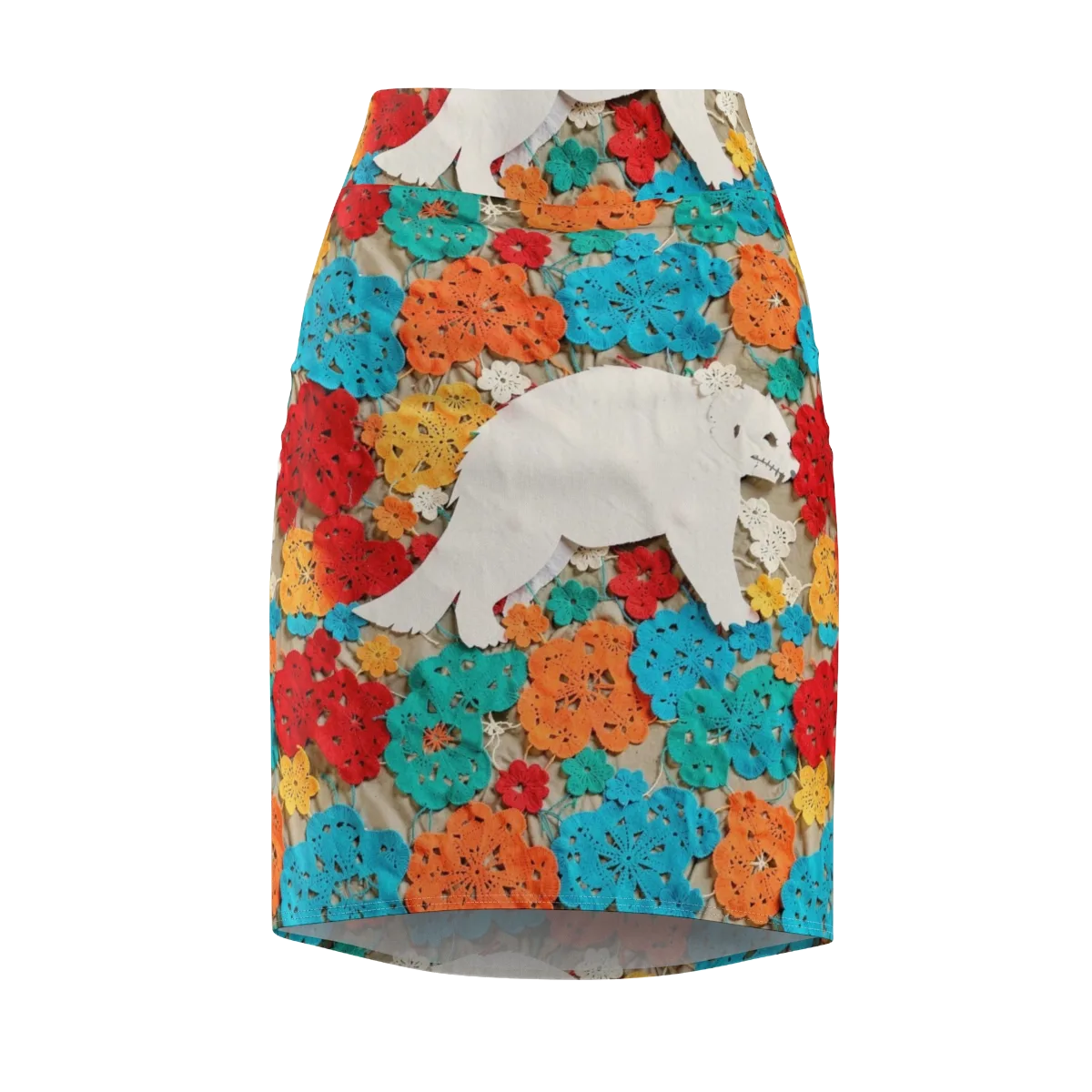 Crochet Polar Bear on Pencil Skirt — Front