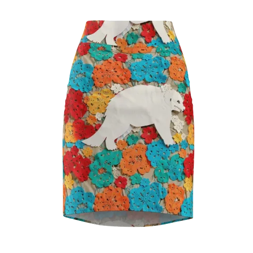 Crochet Polar Bear on a Pencil Skirt