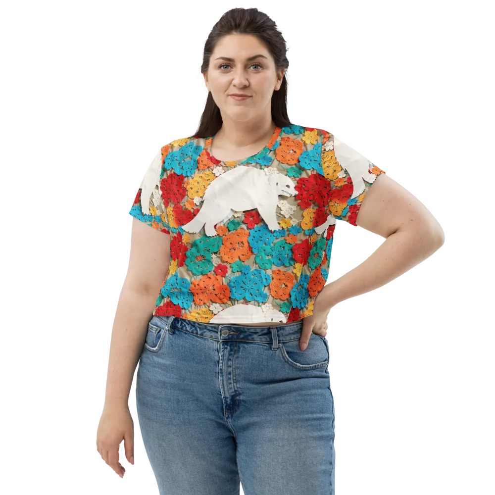 Crochet Polar Bear on Crop Tee — Front