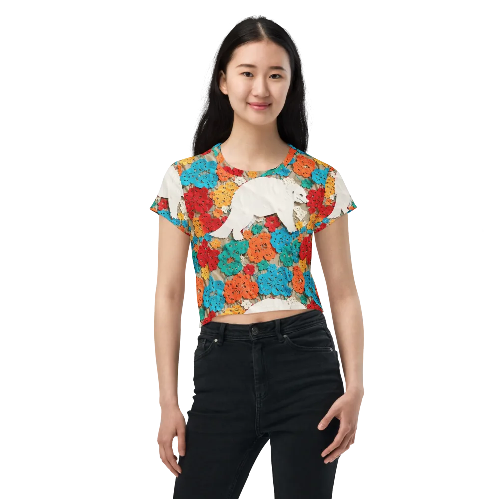Crochet Polar Bear on Crop Tee — Front