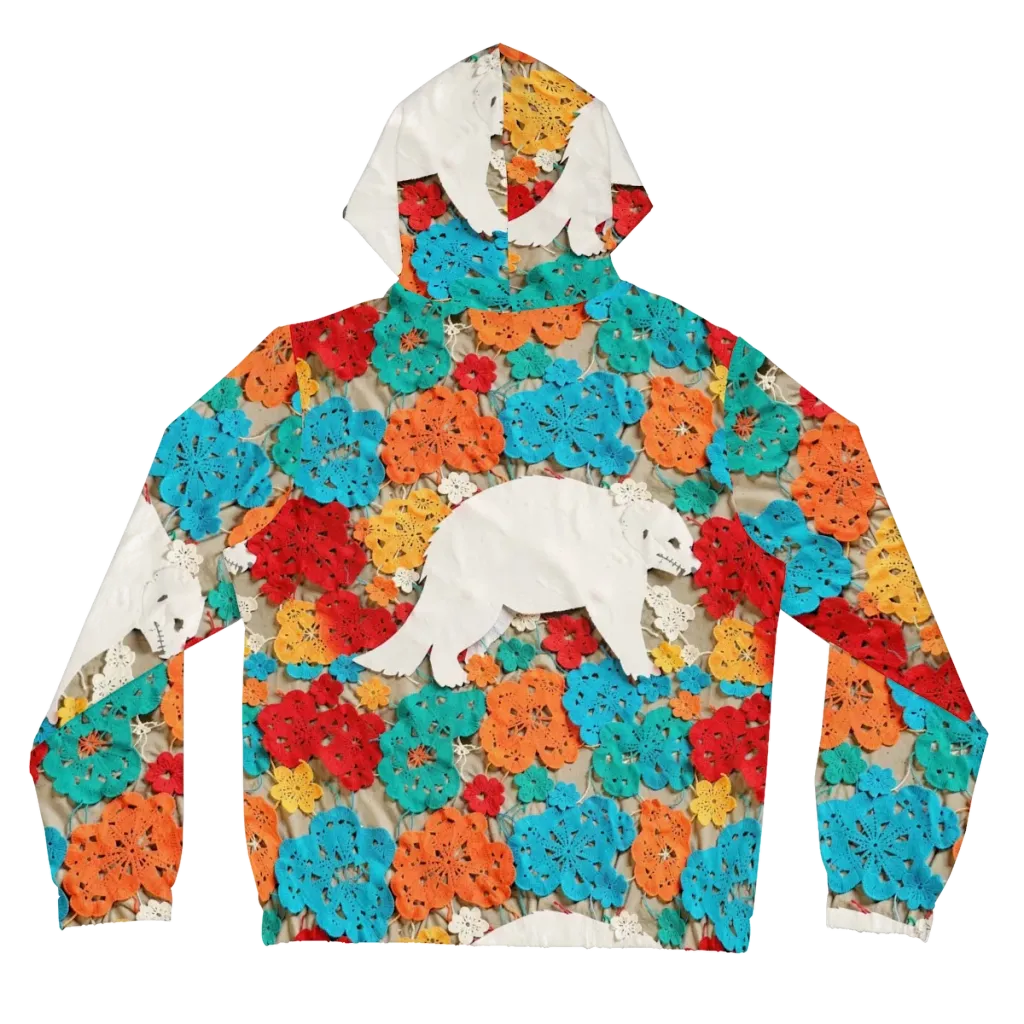 Crochet Polar Bear on Women's Full-Zip Hoodie — Back