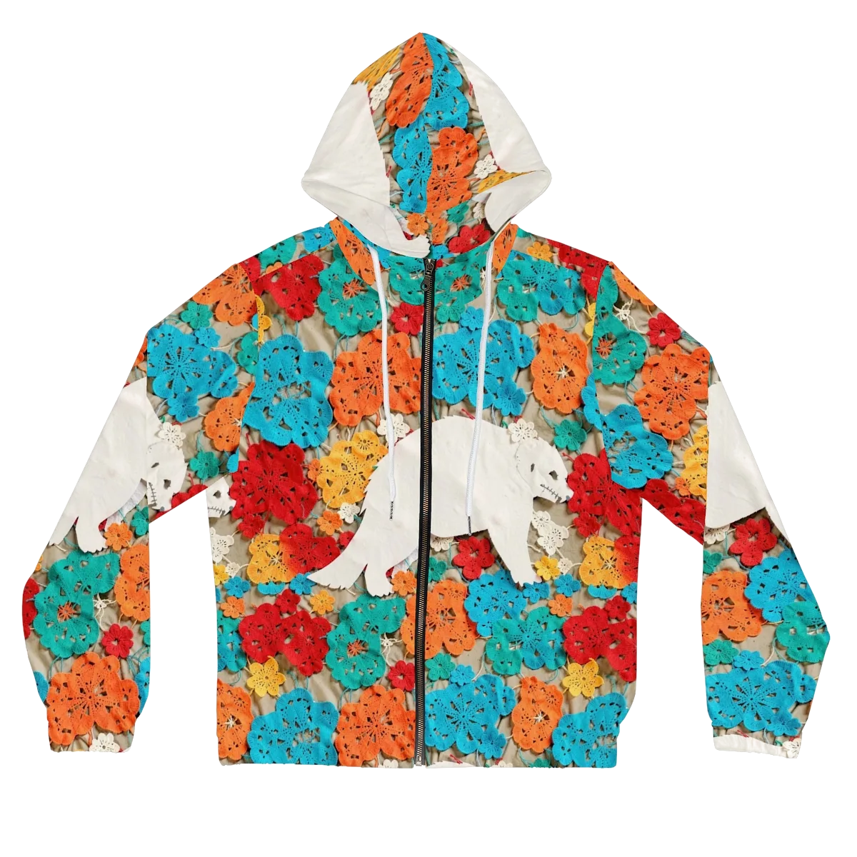 Crochet Polar Bear on Women's Full-Zip Hoodie — Front