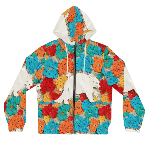 Crochet Polar Bear on a Women's Full-Zip Hoodie