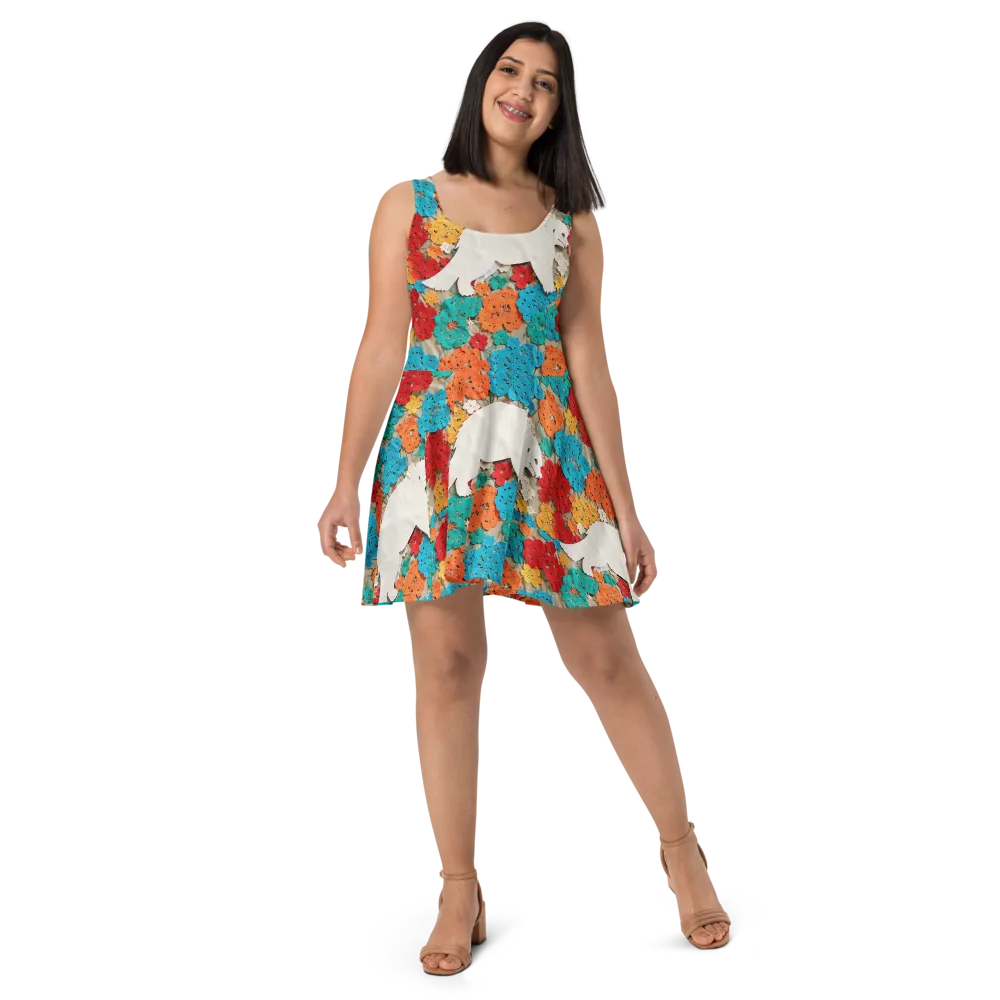 Crochet Polar Bear on Skater Dress — Front