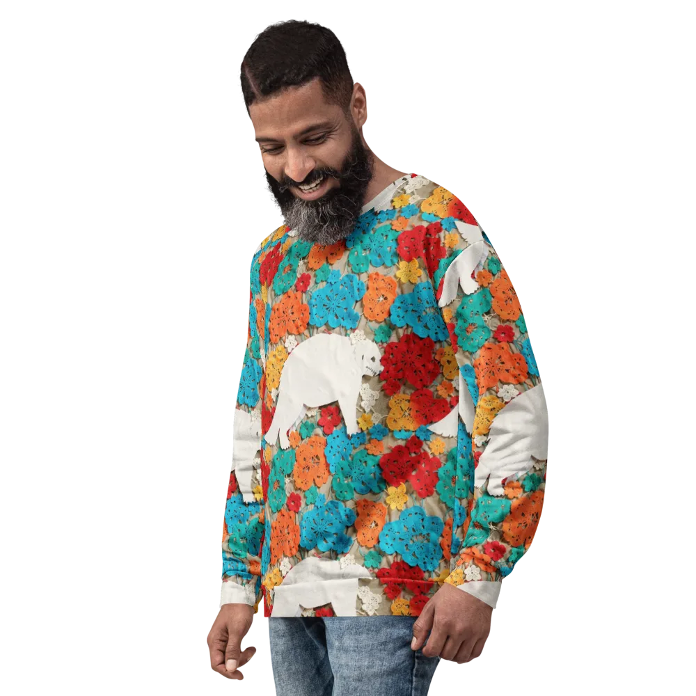 Crochet Polar Bear on Sweatshirt — Left Front