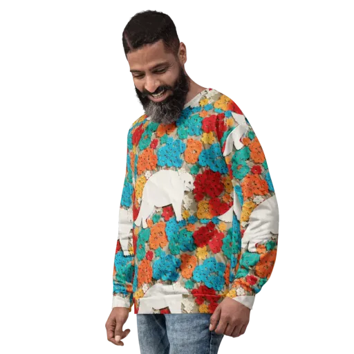 Crochet Polar Bear on a Sweatshirt