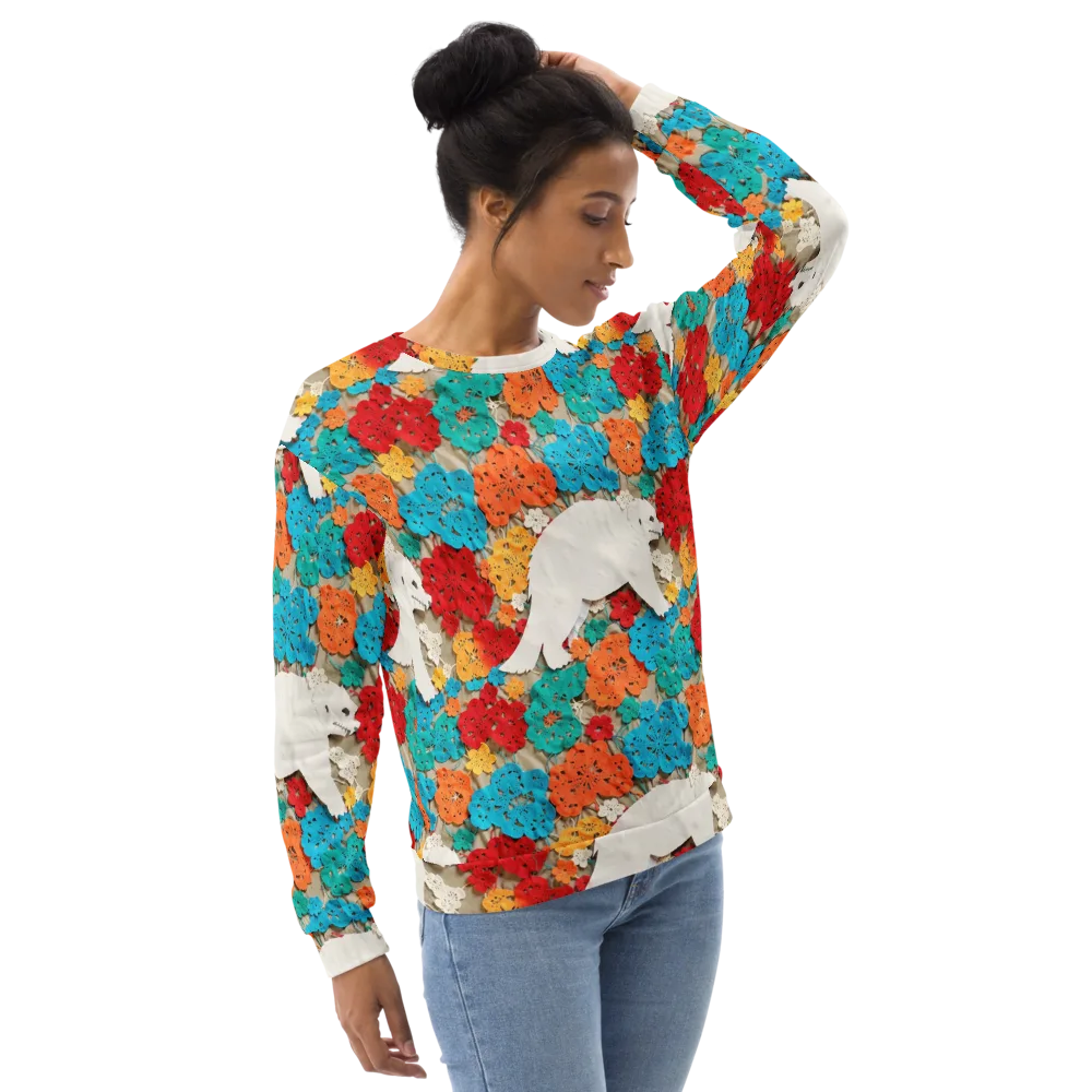 Crochet Polar Bear on Sweatshirt — Right Front
