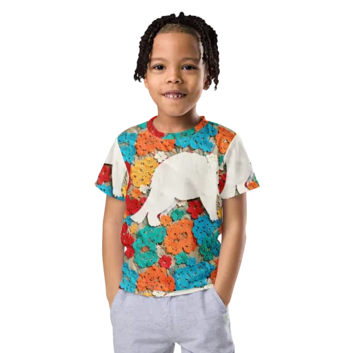 Crochet Polar Bear on a Kids Crew Neck T-Shirt