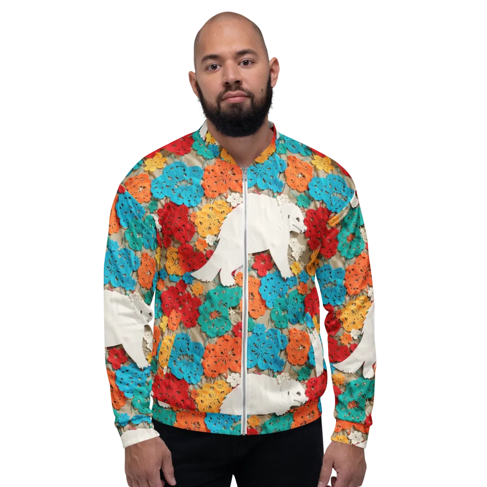 Crochet Polar Bear on Bomber Jacket — Front