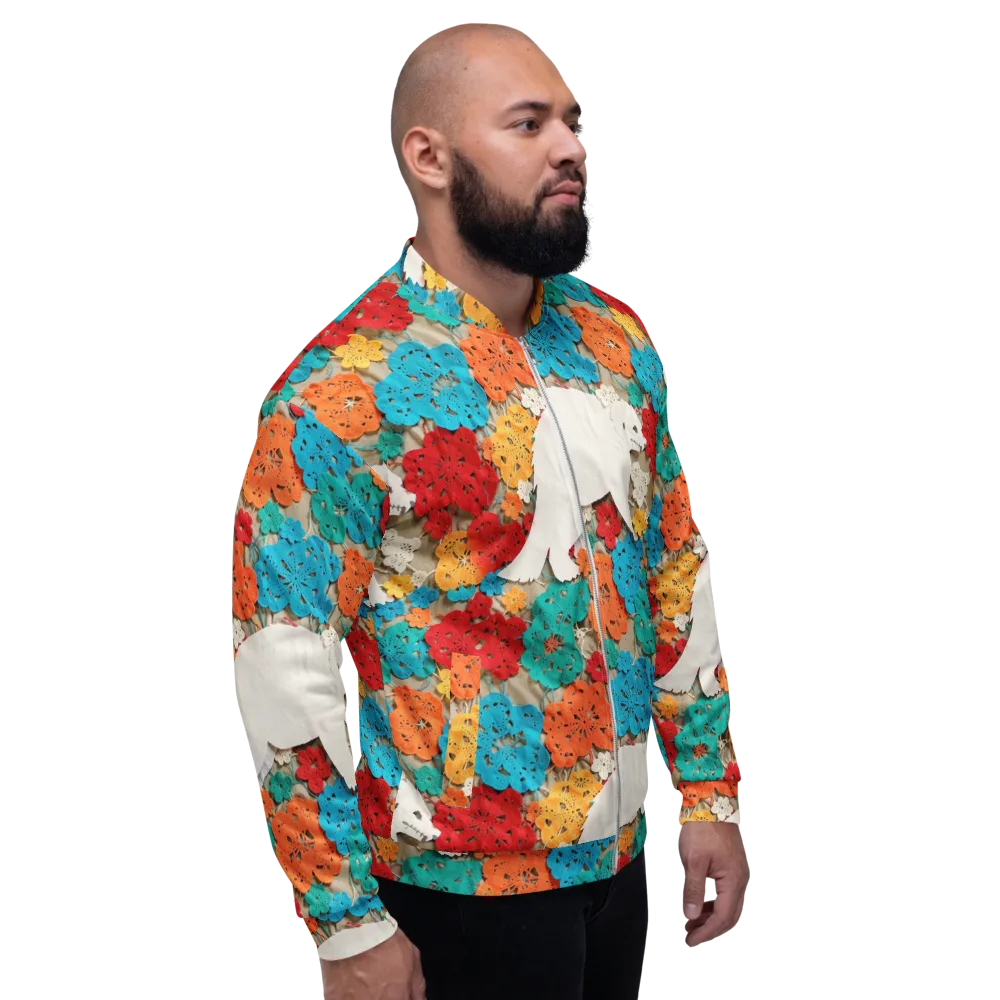 Crochet Polar Bear on Bomber Jacket — Right