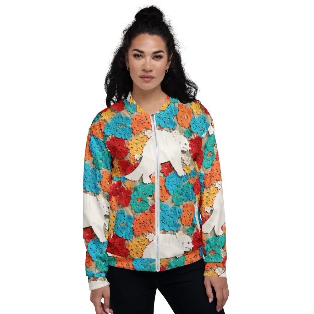 Crochet Polar Bear on Bomber Jacket — Front
