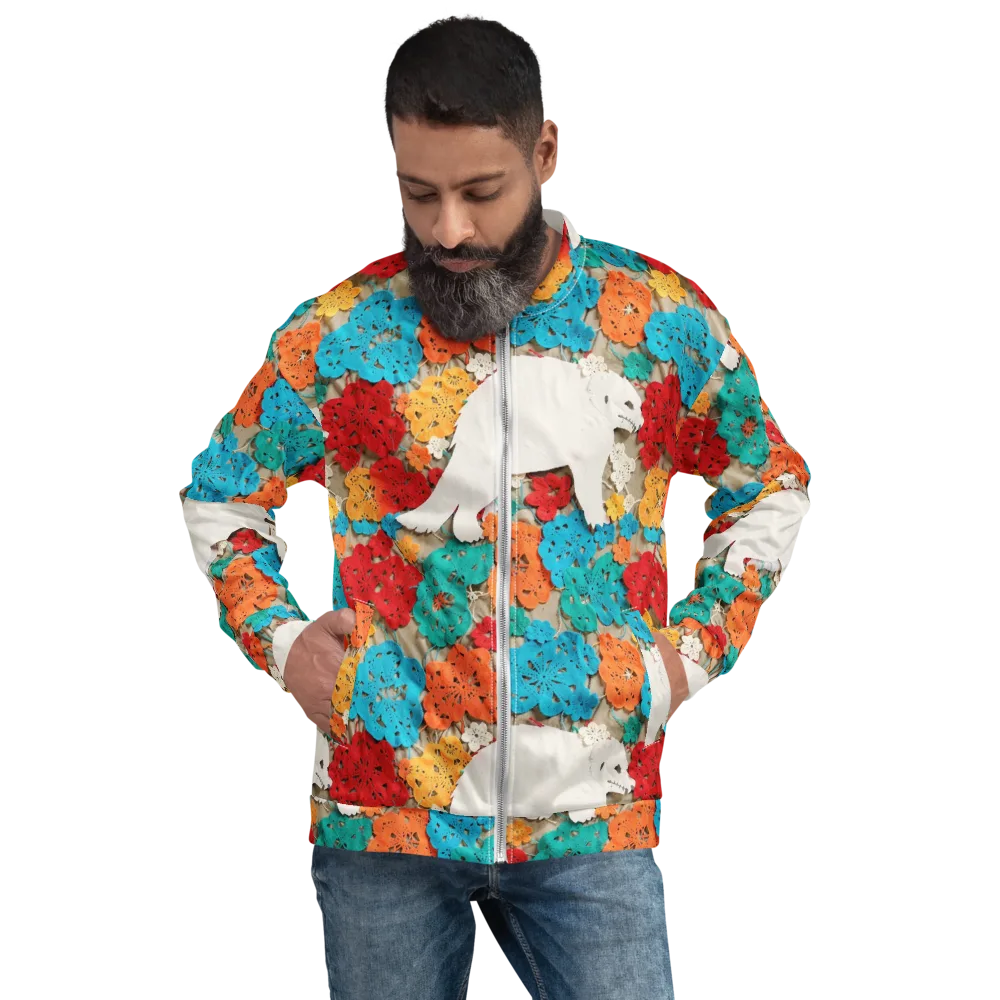 Crochet Polar Bear on Bomber Jacket — Front