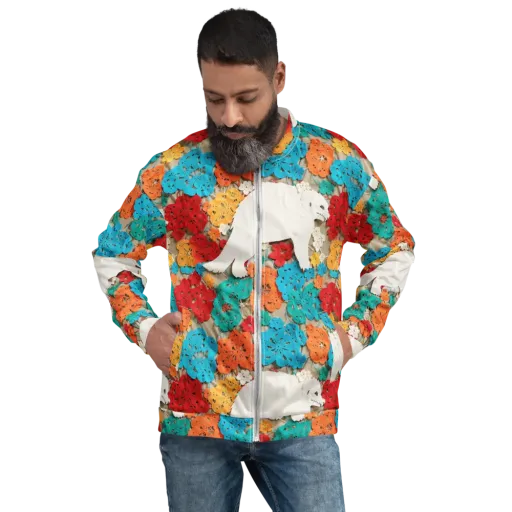 Crochet Polar Bear on a Bomber Jacket