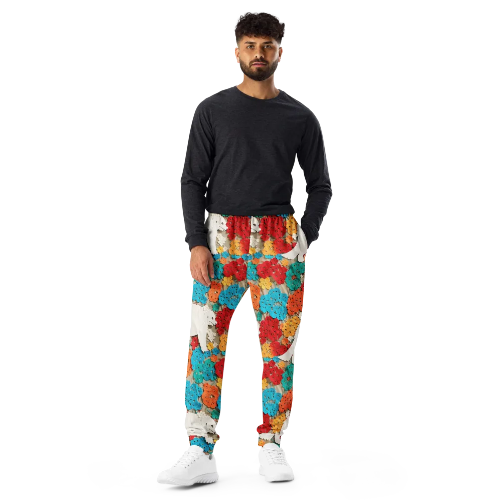 Crochet Polar Bear on Men's Joggers — Front