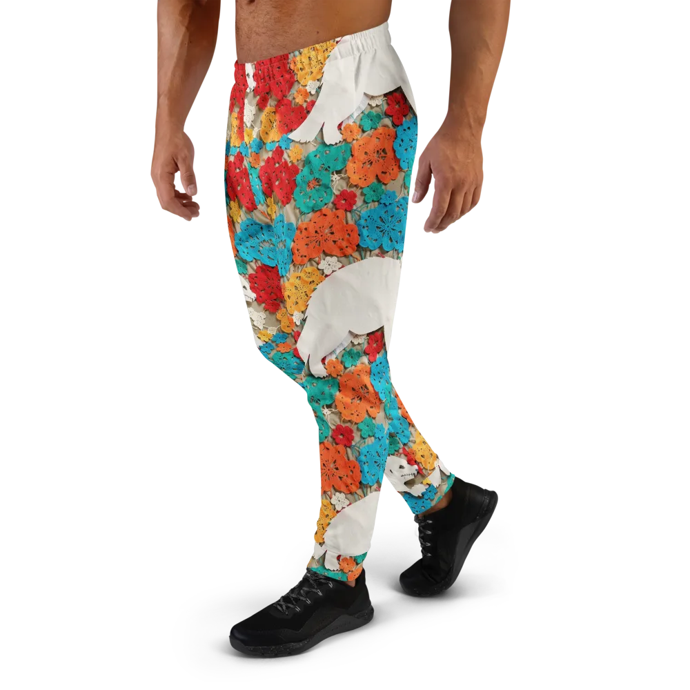 Crochet Polar Bear on Men's Joggers — Left