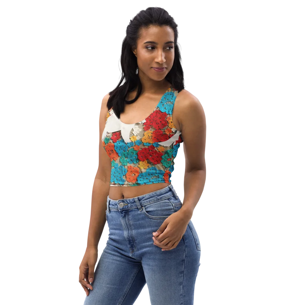 Crochet Polar Bear on Crop Top — Left Front