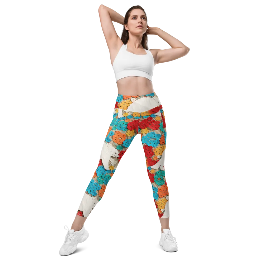 Crochet Polar Bear on Leggings with Pockets — Front