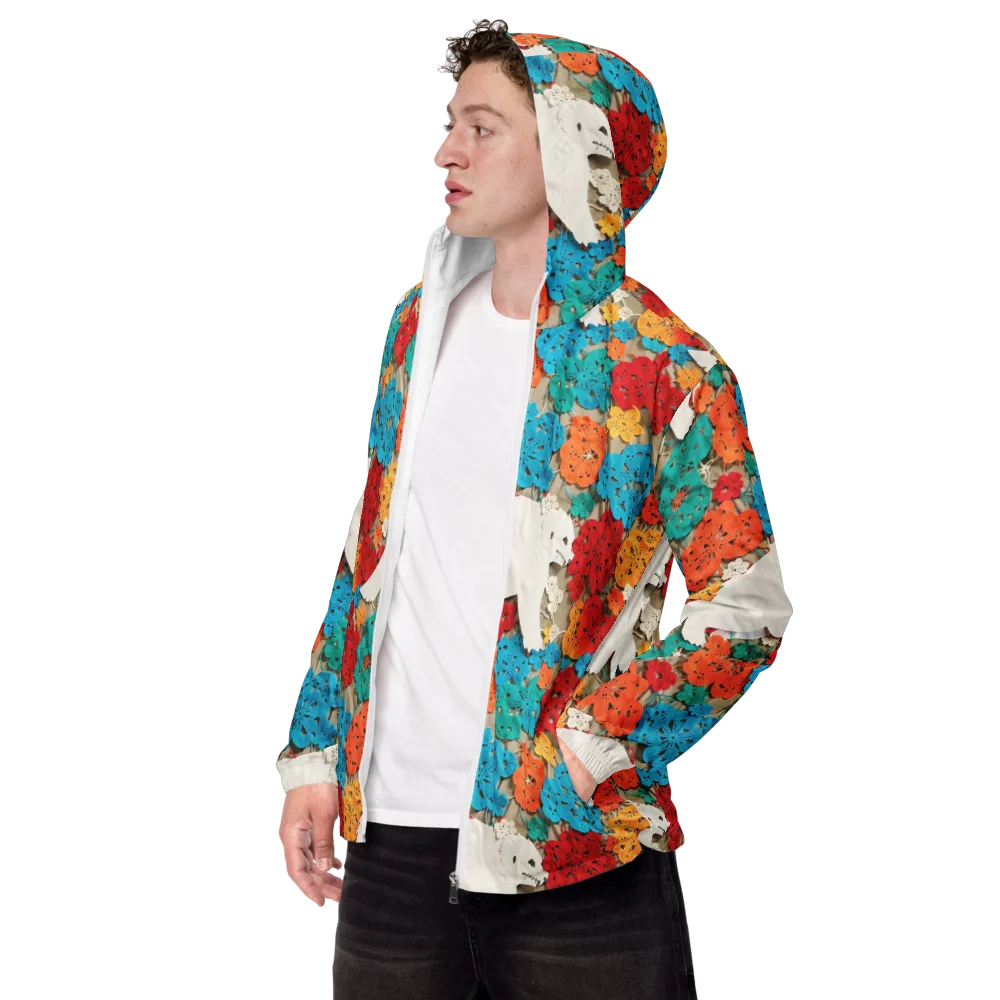 Crochet Polar Bear on Men's Windbreaker — Left Front