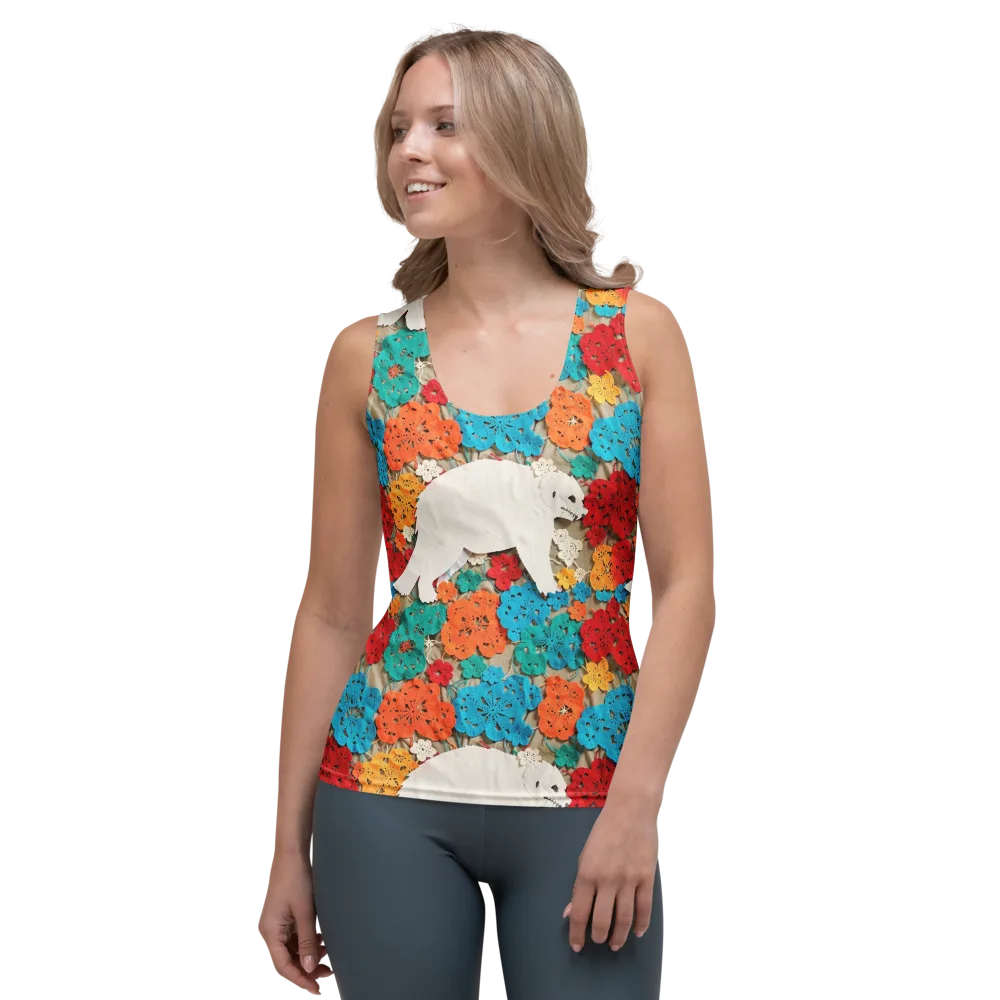 Crochet Polar Bear on Women's Tank Top — Front