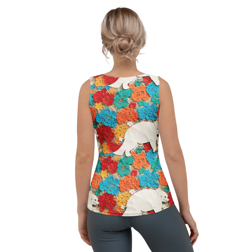 Crochet Polar Bear on Women's Tank Top — Back