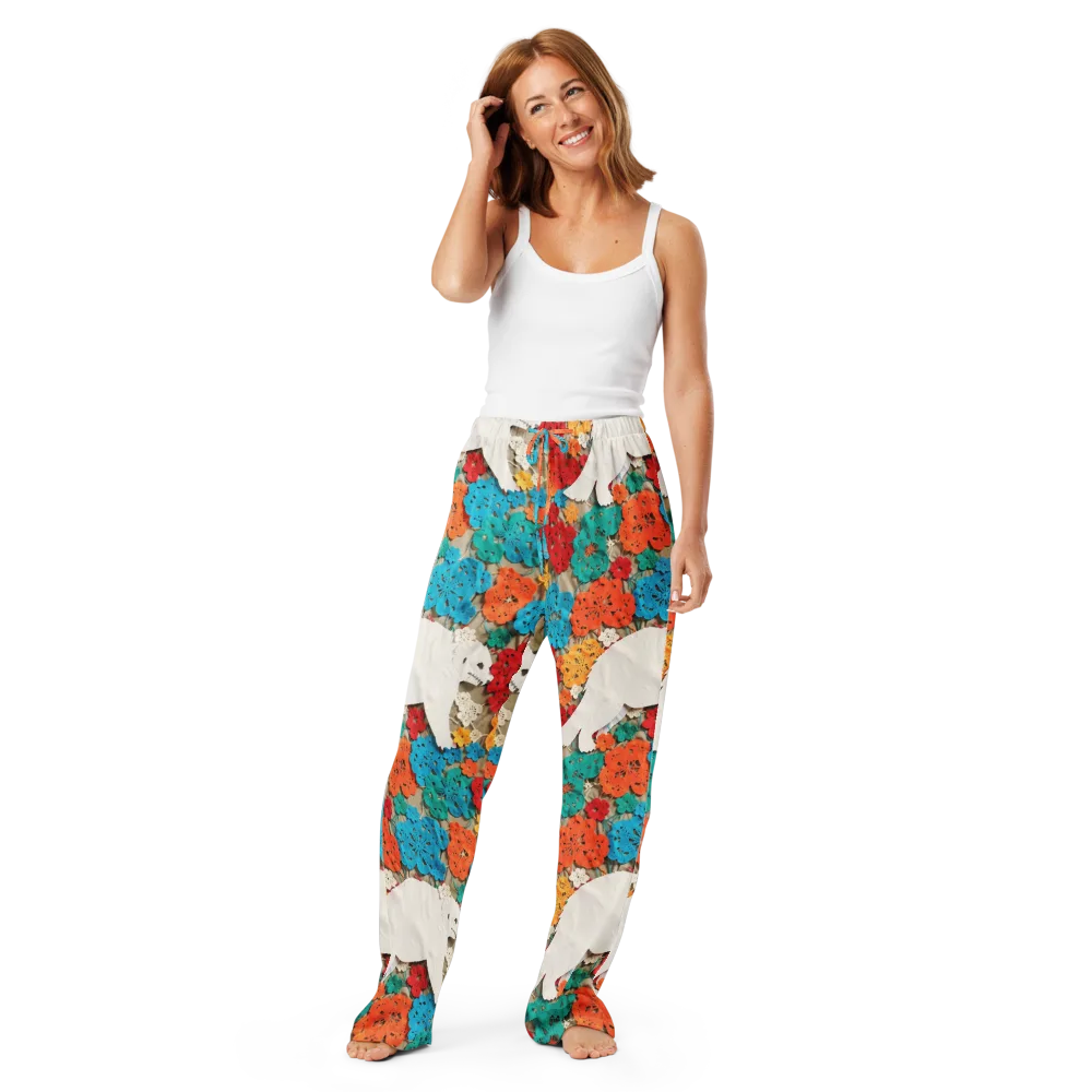 Crochet Polar Bear on Women's Pajama Pants — Front