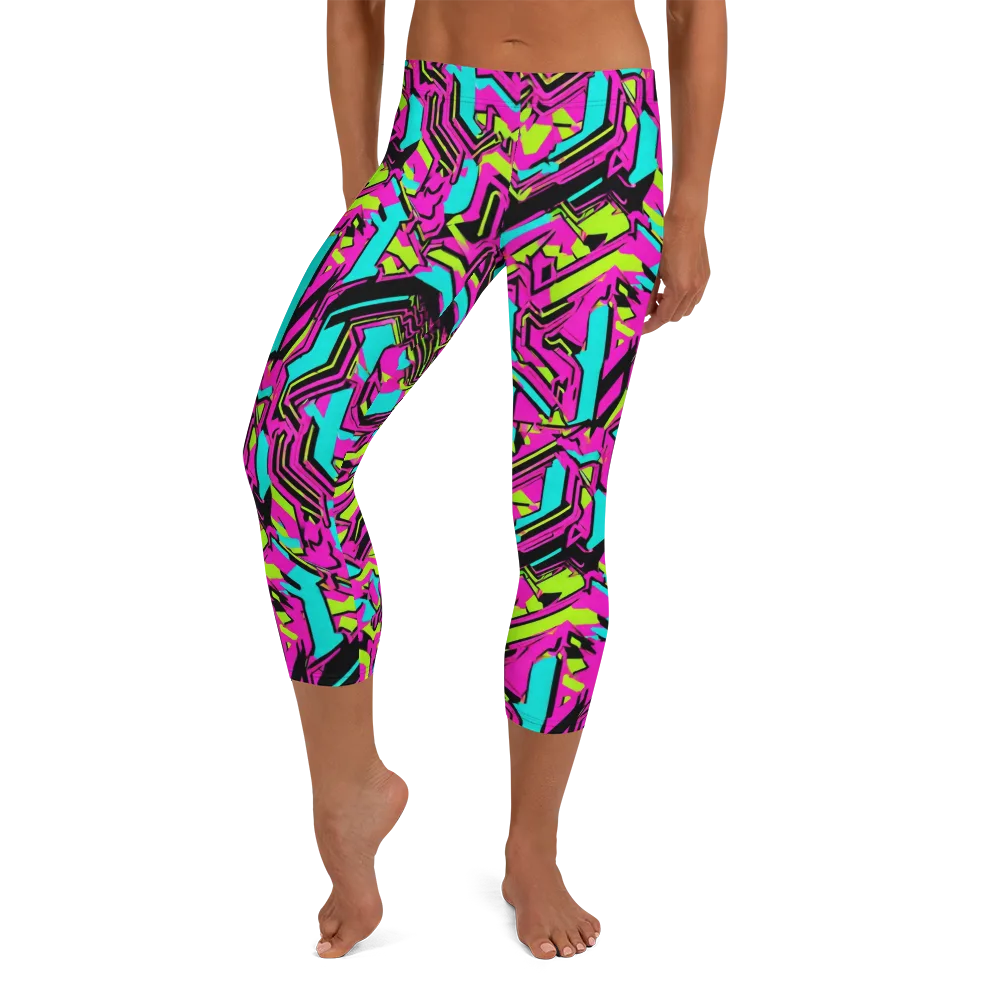 Hypercolor Shard on Capri Leggings — Front